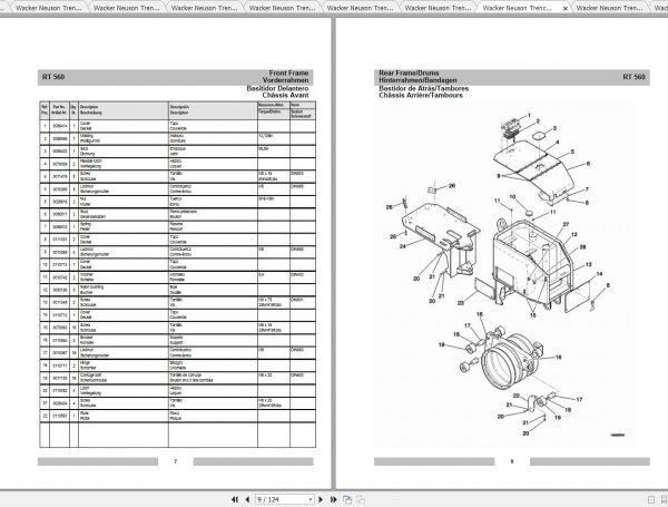 Wacker Neuson Trench Roller RT 560 Operators Manual Service Manual Spare Parts Catalog 0007643 3
