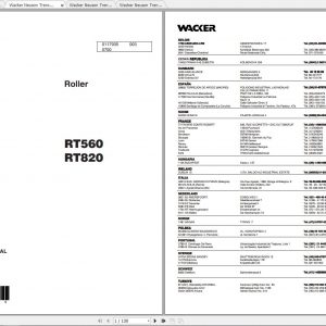 Wacker Neuson Trench Roller RT 560 Operators Manual Service Manual Spare Parts Catalog 0009000 1