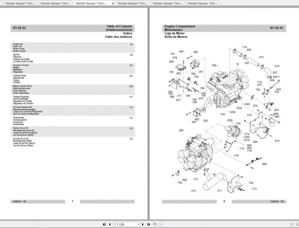 Wacker Neuson Trench Roller RT 82 SC Operators Manual Service Manual Spare Parts Catalog 0009025 1