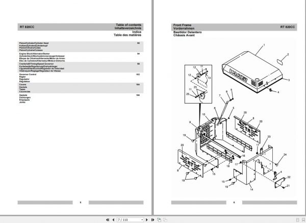 Wacker Neuson Trench Roller RT 820CC Operators Manual Service Manual Spare Parts Catalog 0009002 3