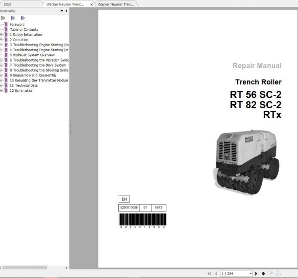 Wacker Neuson Trench Roller RTLx SC3 Operators Manual Spare Parts Catalog 5100045091 1