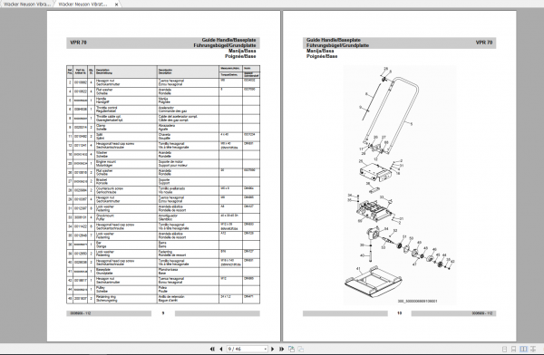 Wacker Neuson Vibratory Plates VPR70 Operators Manual Spare Parts Catalog 0006909 2