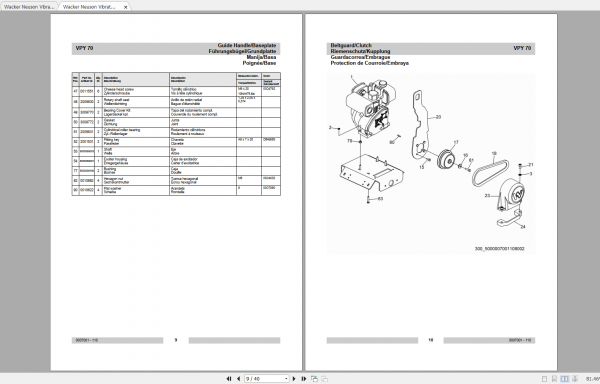 Wacker Neuson Vibratory Plates VPY70 Operators Manual Spare Parts Catalog 0007001 2