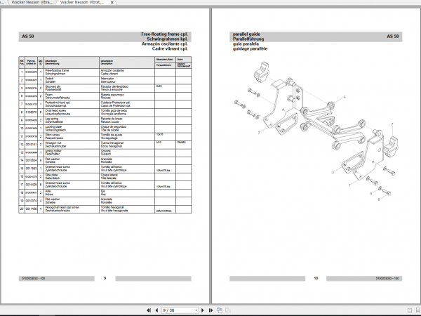 Wacker Neuson Vibratory Rammers AS 50 Operator Repair Manual Spare Parts Catalog 5100003033 3