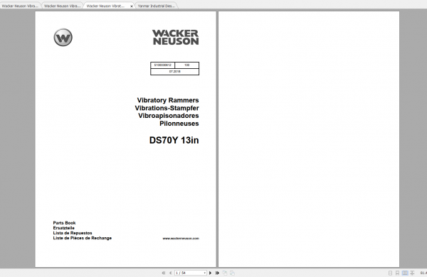 Wacker Neuson Vibratory Rammers DS 70 Operator Repair Manual Spare Parts Catalog 5100030612 4