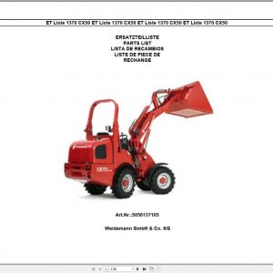 Wacker Neuson Weidemann Wheel Loaders 1370 CX50 Parts Manual 5056137105 EN DE FR 1