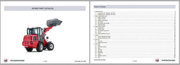 Wacker Neuson Weidemann Wheel Loaders 2070 CX50 CX80 Repair Manual Parts Manual 1