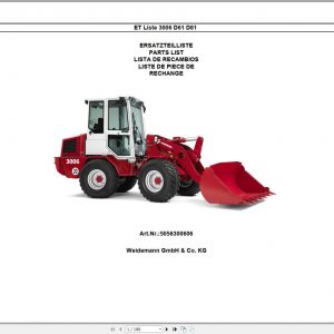 Wacker Neuson Weidemann Wheel Loaders 3006 D61 D81 Parts Manual 5056300606 EN ES DE FR 1