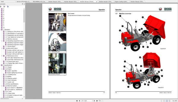 Wacker Neuson Wheel Dumper 6001 Operator Service Manual Spare Parts Catalog 3