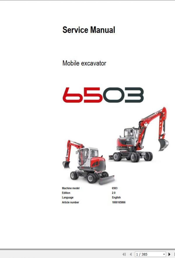 Wacker Neuson Wheel Excavators 6503 Operator Service Manual Spare Parts Catalog 2