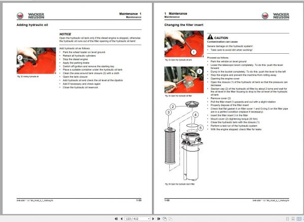 Wacker Neuson Wheel Loaders WL60 Operators Service Parts Manual 1000348349 EN FR DE 3