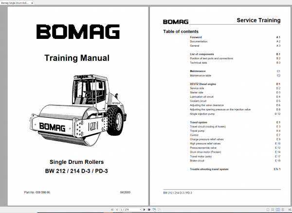 BOMAG 24.9GB Full Service Manual Service Training Operation Maintenance Manual DVD 9