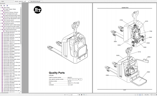 BT Forklift LPE240 2013 Quality Parts Manual Service Manual 1