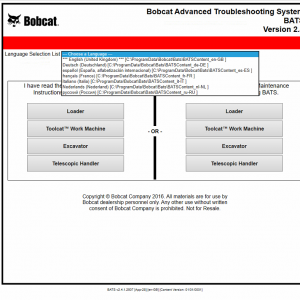 Bobcat BATS 11.2021 Bobcat Service Analyzer 90.00 02.2022 Diagnosis Software DVD 2
