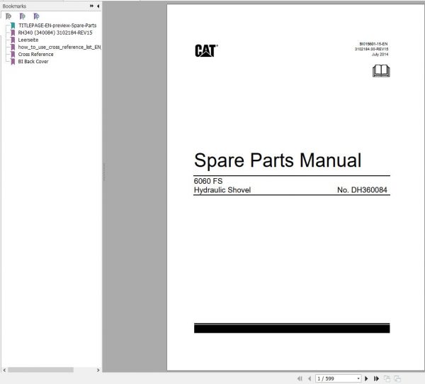 CAT 6060 FS Hydraulic Mining Shovel Spare Parts Manual 3102184.00 REV15 07.2014 1