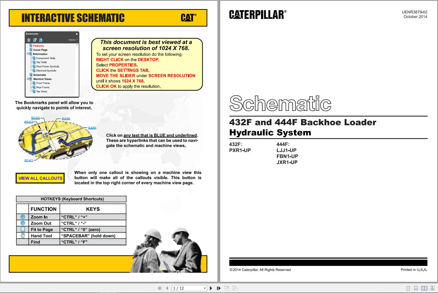 CAT Backhoe Loader 432F 444F Electrical Hydraulic System Schematic 1