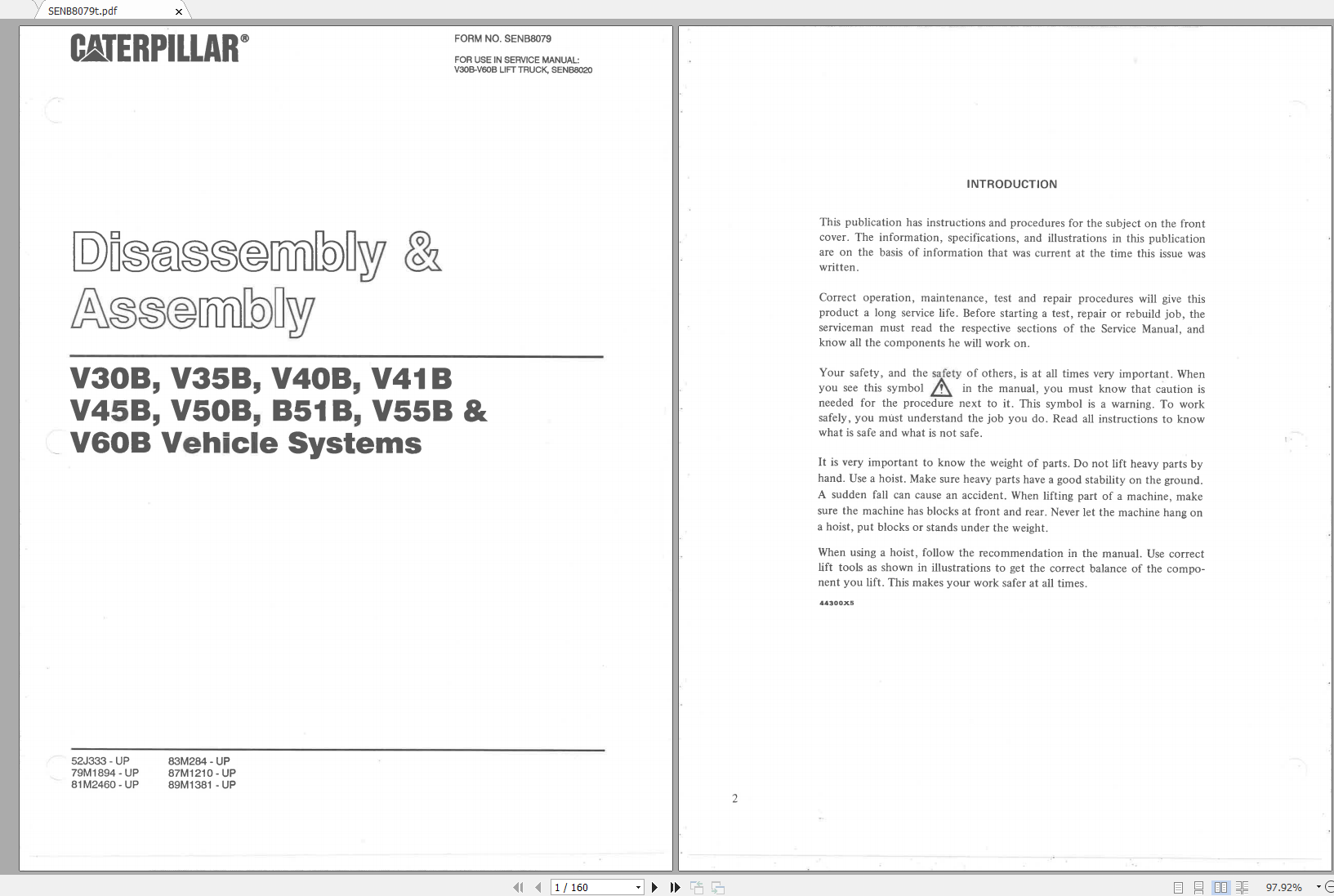 CAT Forklift V40B Service Manual Dissasembly Assembly 09.2021 1
