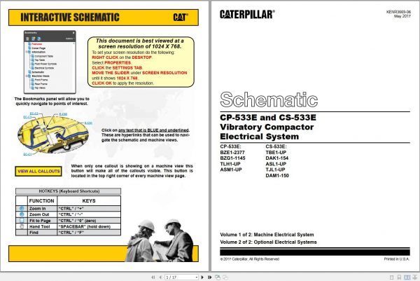 CAT Vibratory Compactor CP 533E CS 533E Electrical System Schematic 1