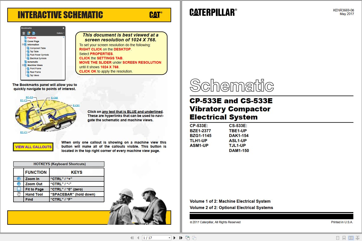 CAT Vibratory Compactor CP 533E CS 533E Electrical System Schematic 1