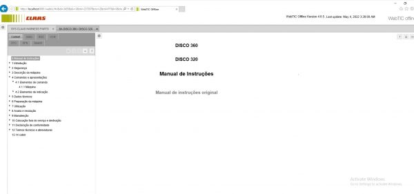 CLAAS WebTIC Offline PT 05.2022 Operator Manual Repair Manual Service Documentation EN DVD 3