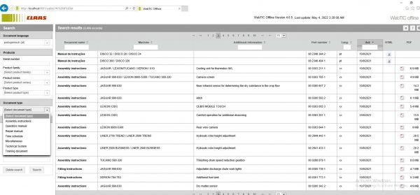 CLAAS WebTIC Offline PT 05.2022 Operator Manual Repair Manual Service Documentation EN DVD 5