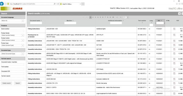 CLAAS WebTIC Offline TR 05.2022 Operator Manual Repair Manual Service Documentation DVD 1
