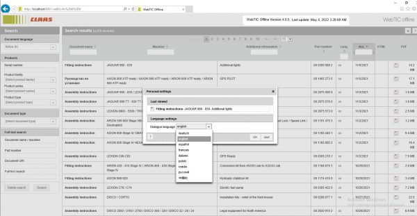 CLAAS WebTIC Offline TR 05.2022 Operator Manual Repair Manual Service Documentation DVD 3