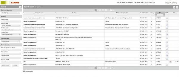 CLAAS WebTIC Offline ES 05.2022 Operator Manual Repair Manual and Service Documentation DVD 1