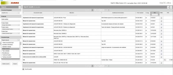 CLAAS WebTIC Offline ES 05.2022 Operator Manual Repair Manual and Service Documentation DVD 2
