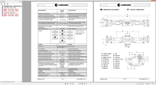 Carraro Axle 26.25 26.28 Maintenance Repair Manual 908483 2