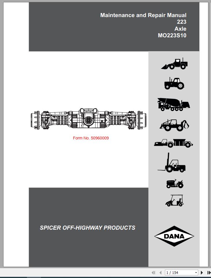 Dana 223 Axle Maintenance & Repair Manual 50960009