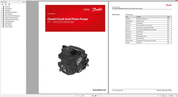 Danfoss H1 045 053 060 068 Pump Service Manual 50940483 2018 1