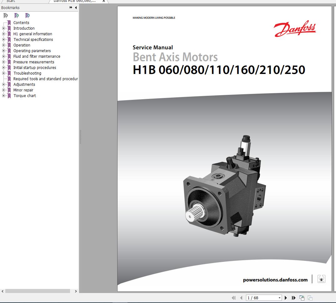 Danfoss H1B 060 080 110 160 210 250 Motor Service Manual 50940482 2015 1