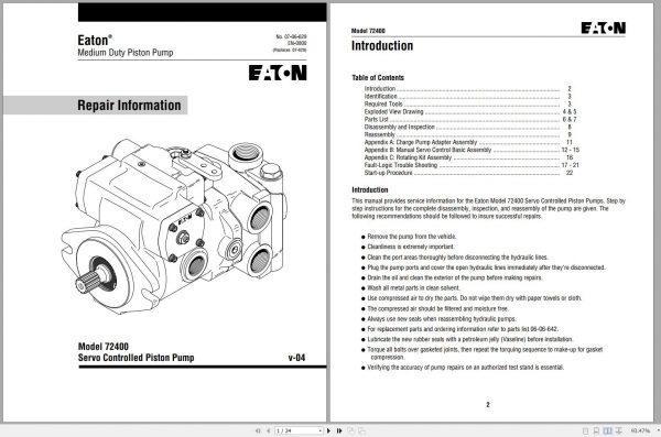 Eaton Medium Duty Piston Pump Service Manual 917119 1