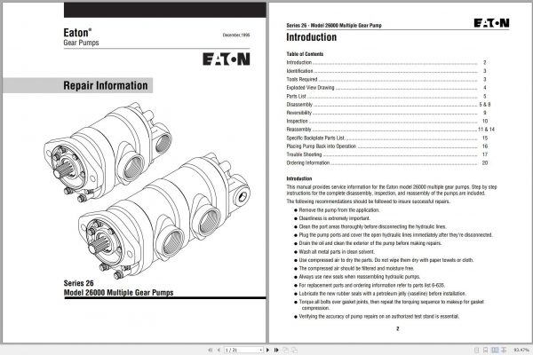 Eaton Model 26000 Multiple Gear Pumps Service Manual 915105 1