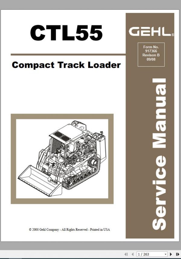 Gehl Compact Track Loader CTL55 Service Manual 917366B 09 1