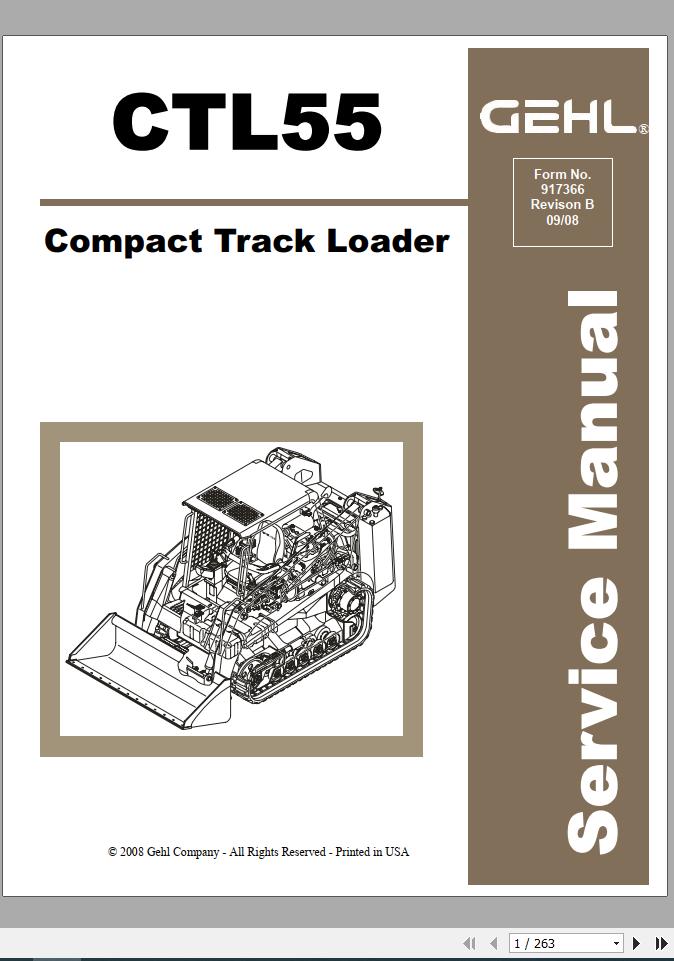 Gehl Compact Track Loader CTL55 Service Manual 917366B 09 1