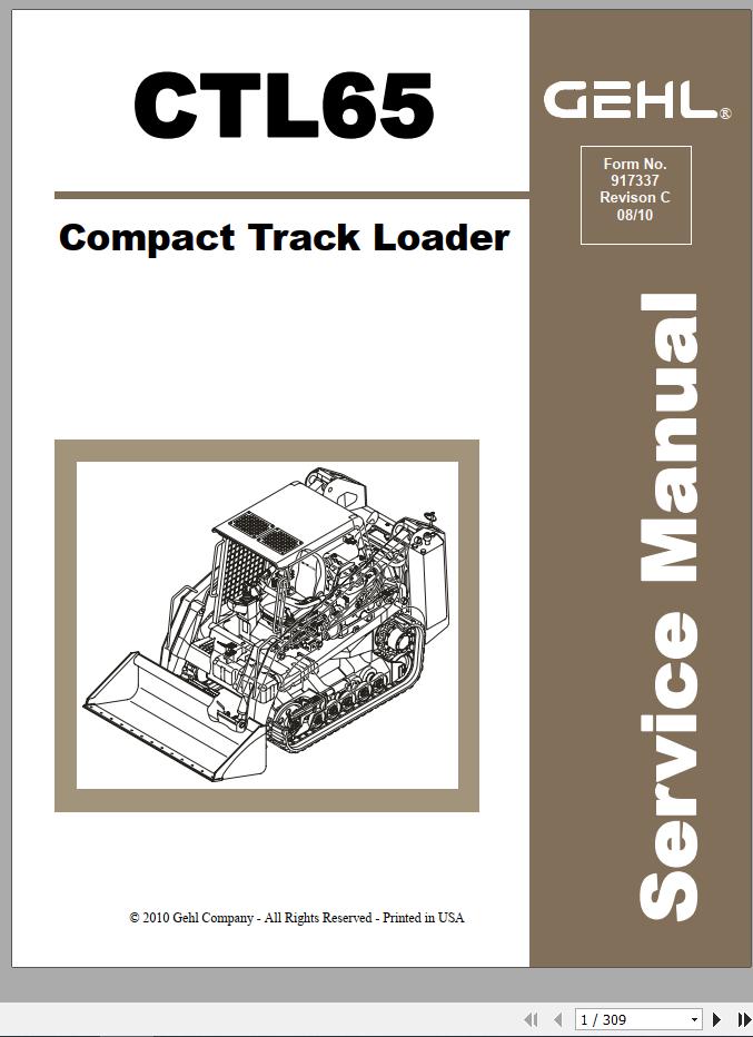 Gehl Compact Track Loader CTL65 Service Manual 917337C 08 1