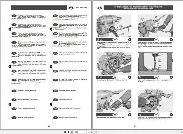 Gehl RS5 34 RS6 42 RS8 4244 Dana 212 Axle MO212S20 Maintenance Repair Manual 913266 2
