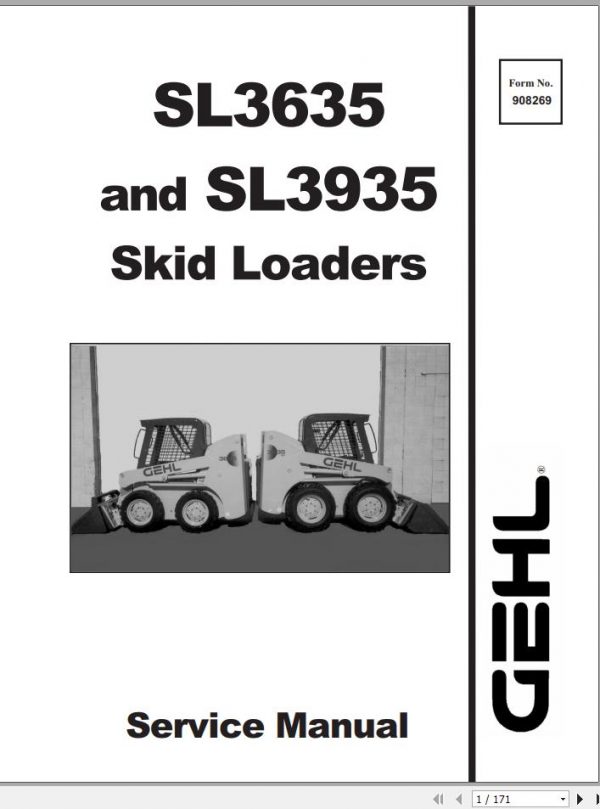 Gehl Skid Loader SL3635 SL3935 Service Manual 908269 1