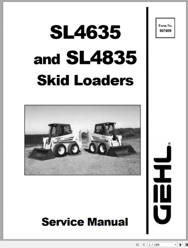 Gehl Skid Loader SL4635 SL4835 Service Manual 907809 1