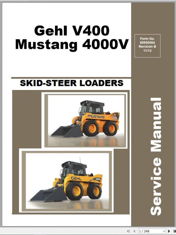 Gehl Skid Steer Loader V400 4000V Service Manual 50950064B 11 1