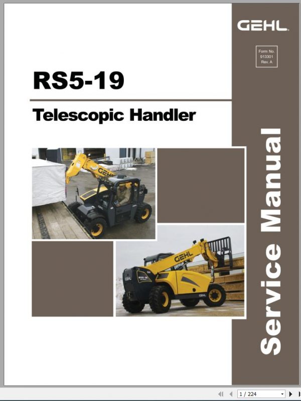 Gehl Telescopic Handler RS5 19 SN 50101 50650 Service Manual 913301 2008 1