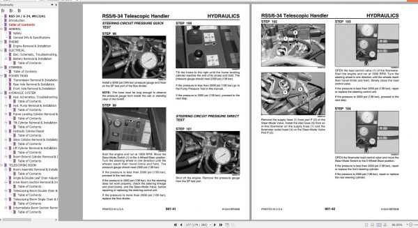 Gehl Telescopic Handler RS5 34 RS6 34 Service Manual 913241 2005 2
