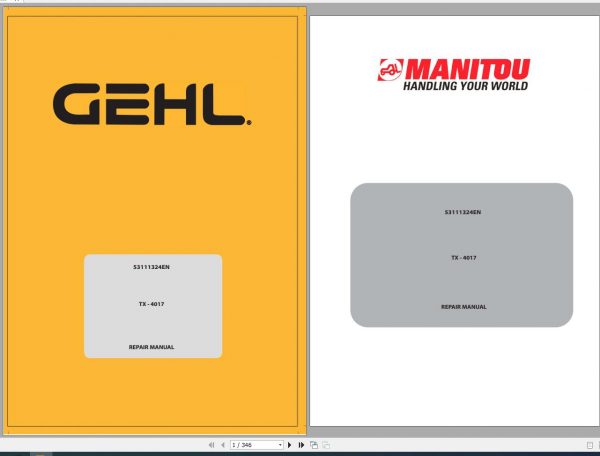 Gehl Telescopic Handler TX 4017 Repair Manual 53111324EN 09 1