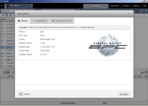 General GMIO Motors Asia Africa EPC 05.2022 Spare Parts Catalog 0