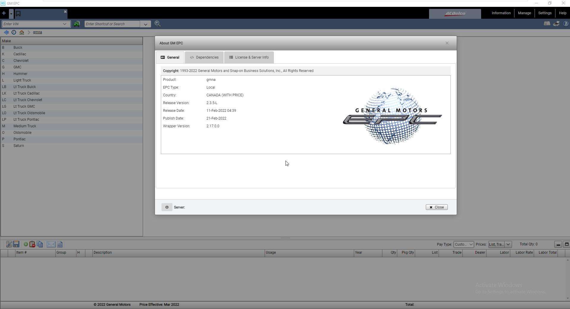 General Motors GMNA EPC 03.2022 Spare Parts Catalog DVD 1