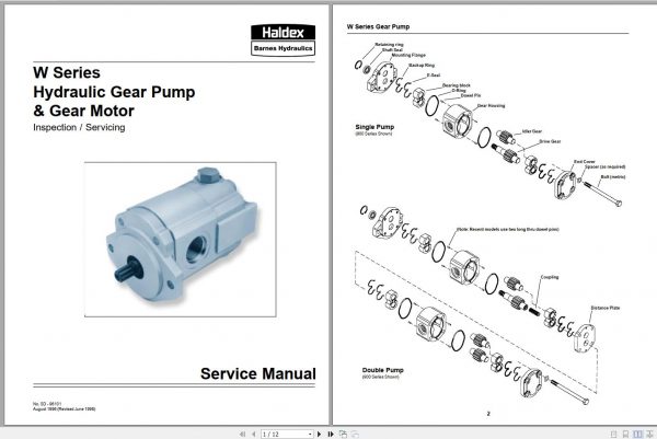 Haldex Barnes W Series Gear Pump Gear Motor Service Manual 96101 1