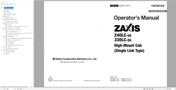 Hitachi Hydraulic Excavator ZX Series 2022 PDF Technical Manual Part Catalog Workshop Manual Circuit Diagram DVD 2