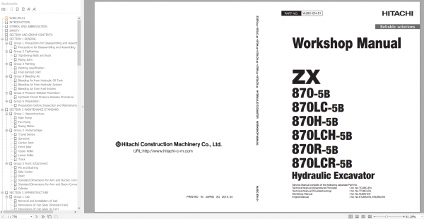 Hitachi Hydraulic Excavator ZX Series 2022 PDF Technical Manual Part Catalog Workshop Manual Circuit Diagram DVD 5